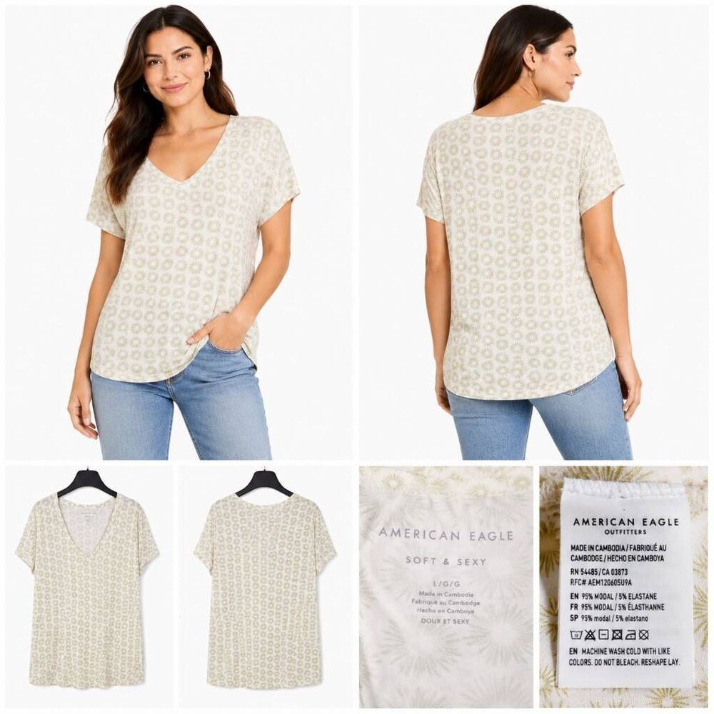 American Eagle Soft Sexy Floral Tee L